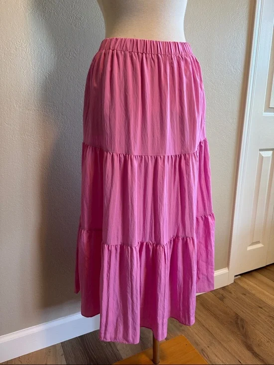Women’s Tiered Pink Maxi Skirt - Picture 1 of 3